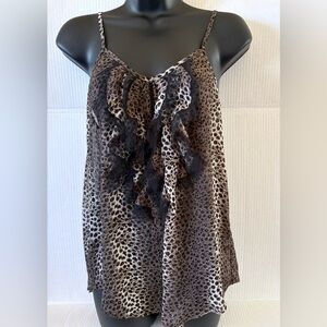 Costa Blanca Leopard Print with Sparkling Ruffle Cami Top